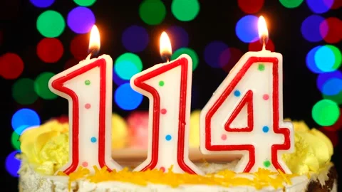 Number 114 Happy Birthday Cake With Burn... | Stock Video | Pond5