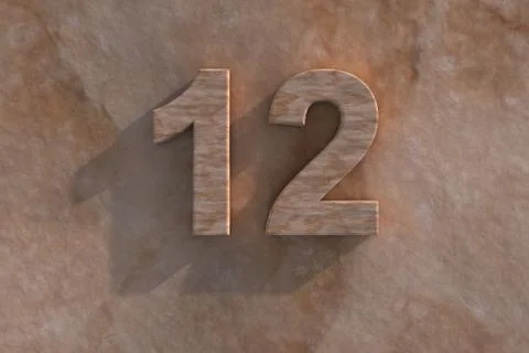 Number 12 carved from marble on marble base Stock Illustration