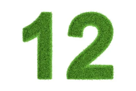 Number 12 with a green grass texture Stock Illustration