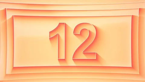 Number 12. Minimalistic embossed number with glittering lights. Stock Illustration