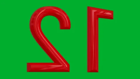 Number 12 rotating on a green background in a red shiny colour, with loop Stock Footage 265149089