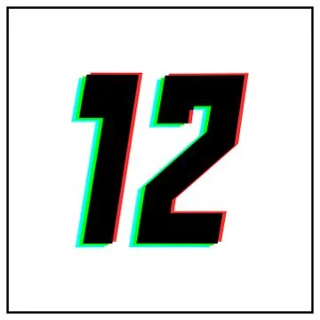 Number 12, twelve vector desing logo.Dynamic, split-color, shadow of  number  Stock Illustration