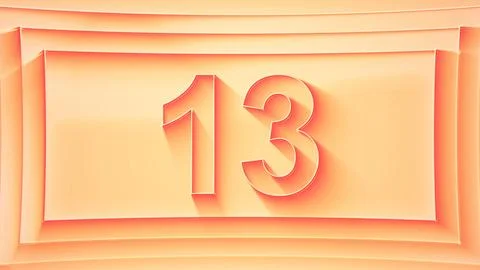 Number 13. Minimalistic embossed number with glittering lights. Stock Illustration