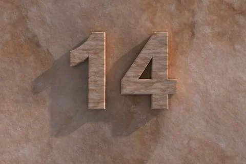 Number 14 carved from marble on marble base Stock Illustration