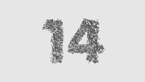 Number 14 Made of Numbers. 3D Font Number Animation with Alpha Channel Stock Footage 302171154