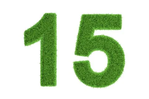 Number 15 with a green grass texture Stock Illustration