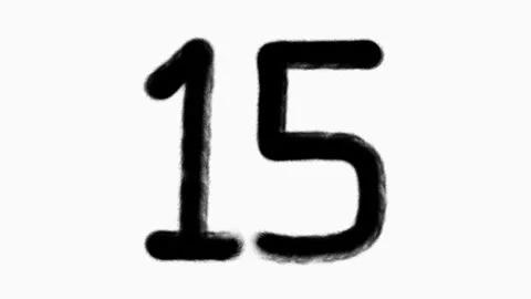 Number 15 Hand Drawn Animation With Brush Stroke Stock Footage 300455482