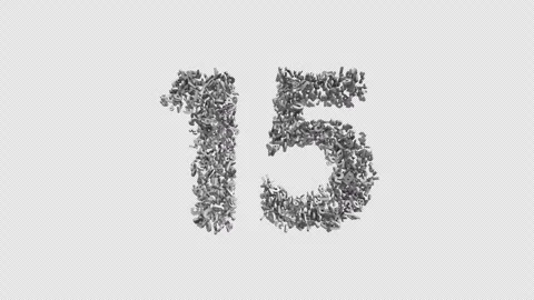 Number 15 Made of Numbers. 3D Font Number Animation with Alpha Channel Stock Footage 302171313