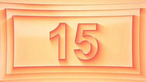 Number 15. Minimalistic embossed number with glittering lights. Stock Illustration