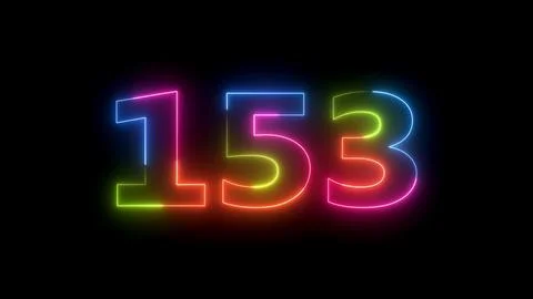 Number 153 neon light glowing background 스톡 일러스트