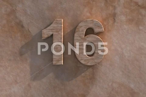 Number 16 carved from marble on marble base Stock Illustration