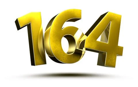 Number 164 gold.3D illustration on white background with clipping path. Stock Illustration