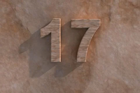 Number 17 carved from marble on marble base Stock Illustration