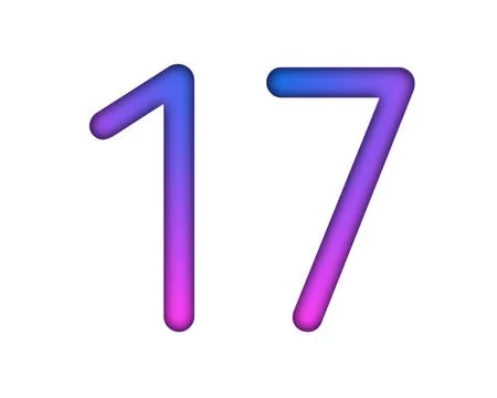 Number 17 gradient blue pink 3d sign symbol on white background Stock Illustration