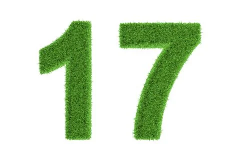 Number 17 with a green grass texture Stock Illustration