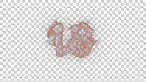 Number 18 on fire with alpha channel, number eighteen Stock-Footage 262259224