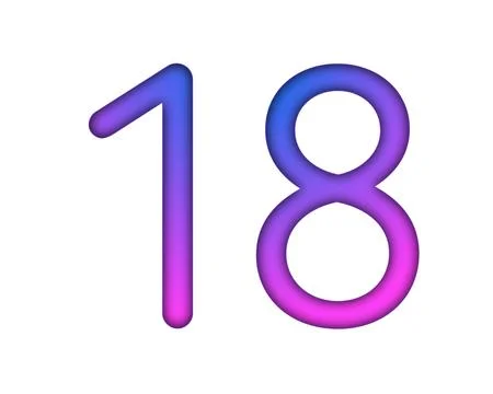 Number 18 gradient blue pink 3d sign symbol on white background Stock Illustration