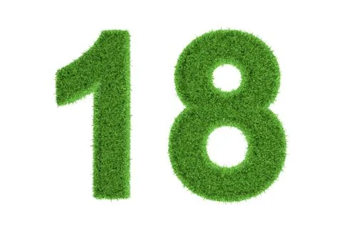 Number 18 with a green grass texture Stock Illustration