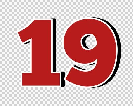 Number 19 3D illustration sign symbol on transparent background 스톡 일러스트