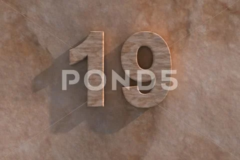 Number 19 carved from marble on marble base Stock Illustration