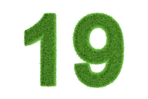Number 19 with a green grass texture Stock Illustration