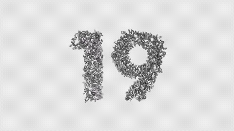 Number 19 Made of Numbers. 3D Font Number Animation with Alpha Channel Stock Footage 302171339