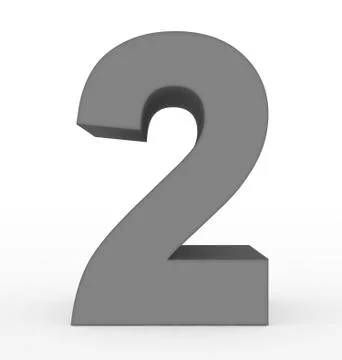 Number 2 3d clean gray isolated on white Illustrazione stock