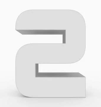 Number 2 3d cubic rounded white isolated on white Stock Illustration