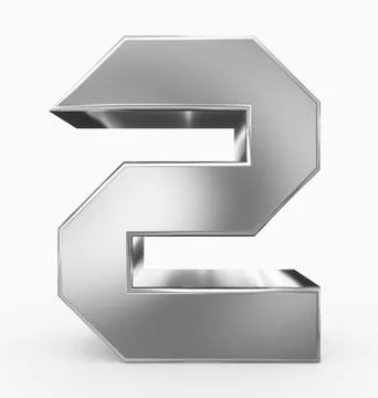 Number 2 3d cubic silver isolated on white Illustrazione stock