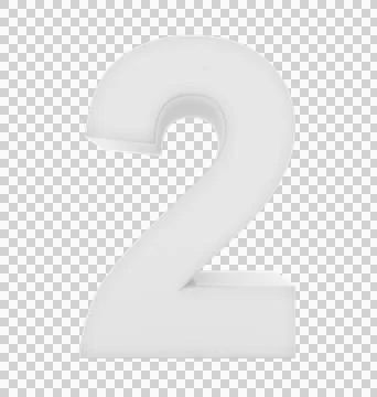 Number 2 3d white isolated on white - 3d rendering Stock Illustration