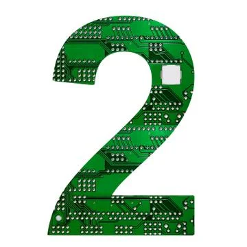 Number 2, Alphabet in circuit board style. Digital hi-tech letter isolated on Stock Illustration