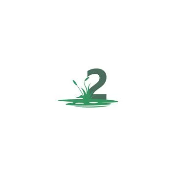 Number 2 behind puddles and grass template Stock Illustration