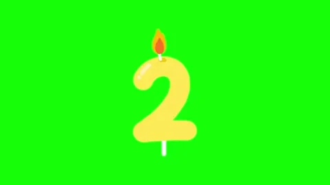 Number 2 Birthday Candle Animation on Green Screen Stock Footage 335628149