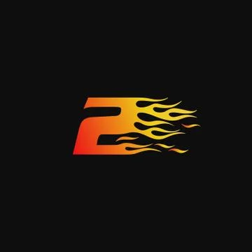 Number 2 Burning flame logo design template Stock Illustration