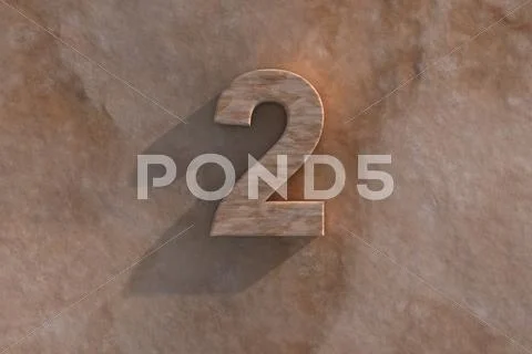 Number 2 carved from marble on marble base Stock Illustration