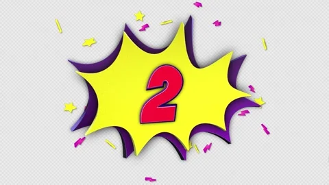 Number 2 Comic Text Animation Background on Alpha Channel, Loop Stock Footage 303471295