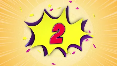 Number 2 Comic Text Animation Background on Alpha Channel, Loop 库存影片 308988748