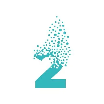 Number 2 dispersing into a cloud of bubbles. Two Stock Illustration