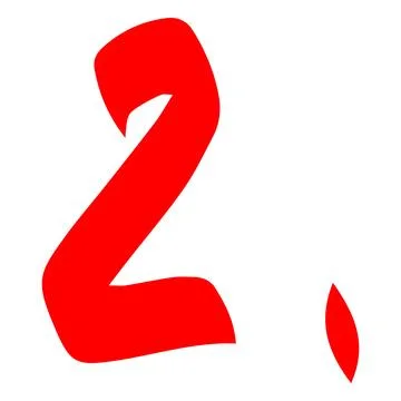 Number 2 with dot, red marker, student progress, score, grade. Stock Illustration