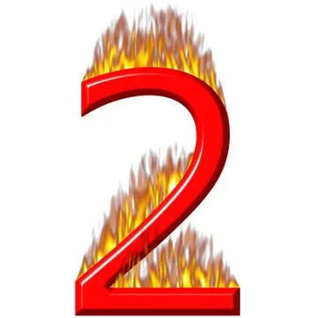 Number 2 on fire Stock Illustration