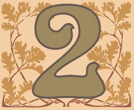 Number 2 with floral pattern Illustrazione stock