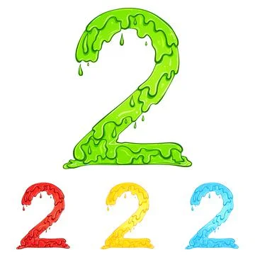 Number 2 with flow drops colors Stock Illustration