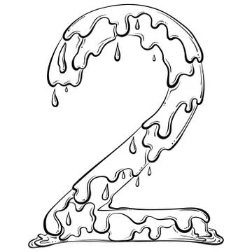 Number 2 with flow drops Stock Illustration