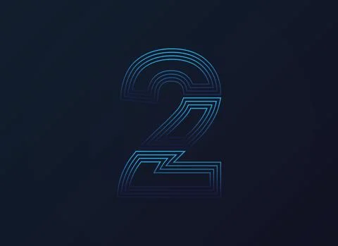 Number 2 font, digital technology design, network concept.  Vector illustrati Stock Illustration