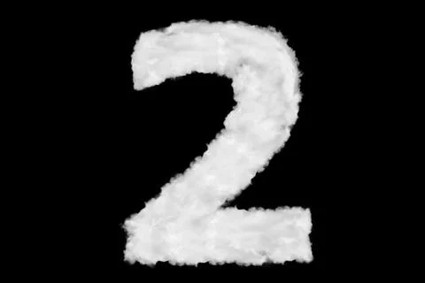 Number 2 font shape element made of cloud on black Stock Illustration