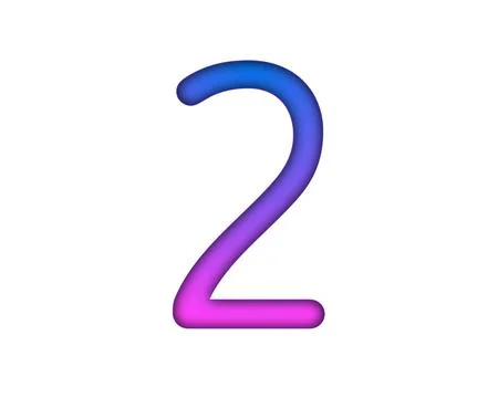 Number 2 gradient blue pink 3d sign symbol on white background Stock Illustration