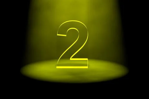 Number 2 illuminated with yellow light Stock Illustration