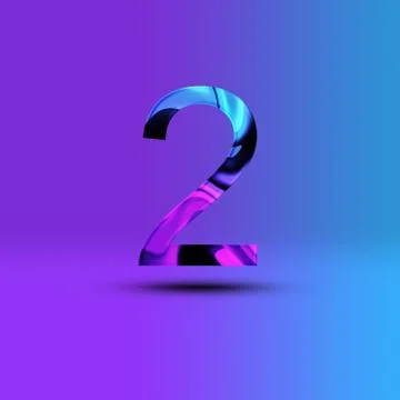 Number 2 illustration . Creative synthwave cyberpunk design elements. Isolate Stock Illustration