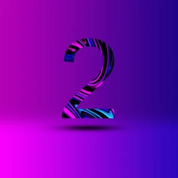 Number 2 illustration . Creative synthwave cyberpunk design elements. Isolate Ilustração Stock