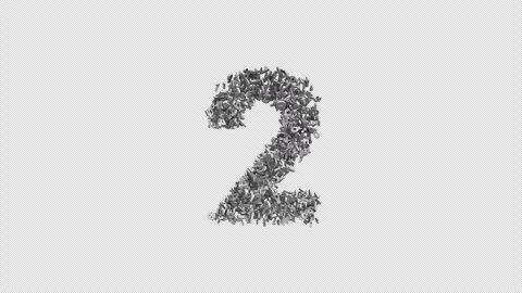 Number 2 Made of Numbers. 3D Font Number Animation with Alpha Channel Stock Footage 302170535